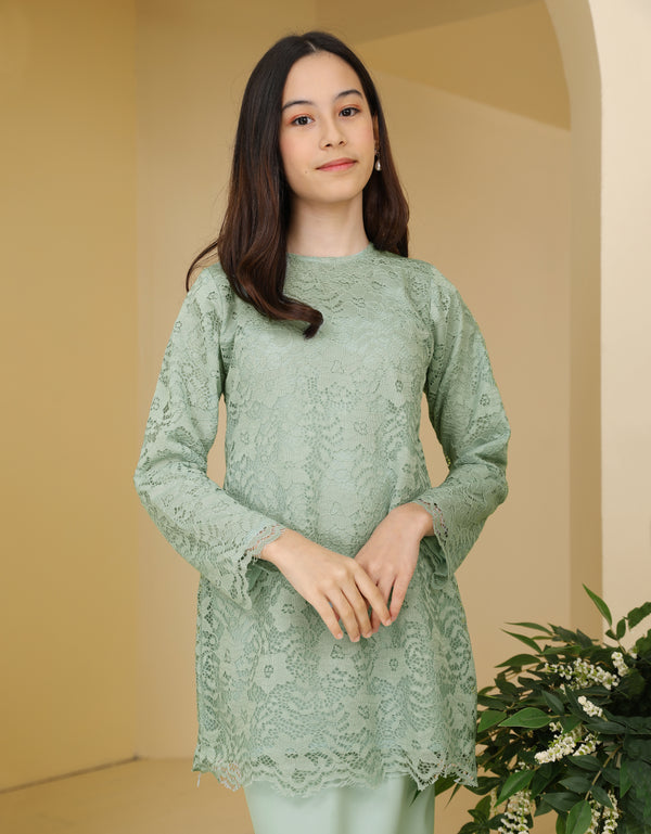 KIDS BAJU KURUNG PAHANG ELINA (SPRING GREEN)